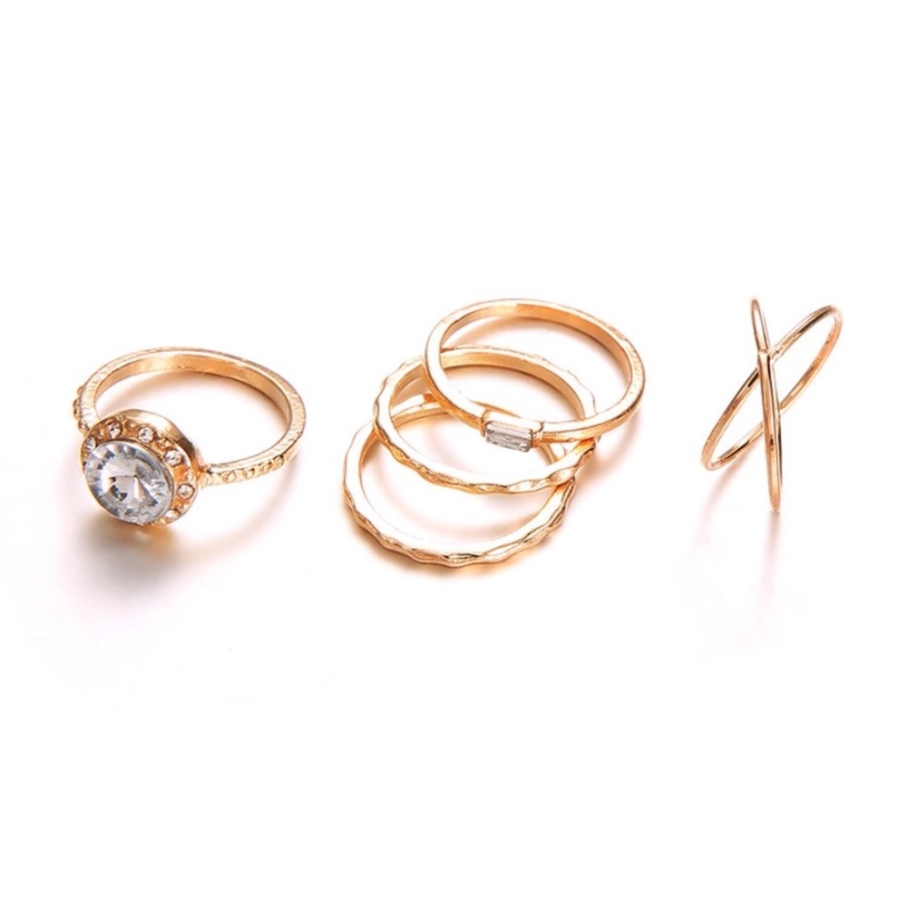 4 for $25 SALE!! 5 Piece Rhinestone Crystal Rings - Picture 2 of 7